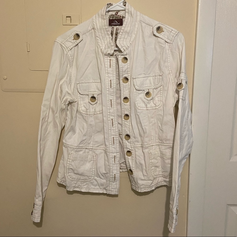 Jordache White Vintage Military Jacket